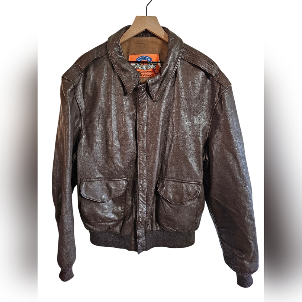 Cooper Men Large Type A-2 Flight Jacket Brown Leather US Air Force Archival Rare - Picture 2 of 8